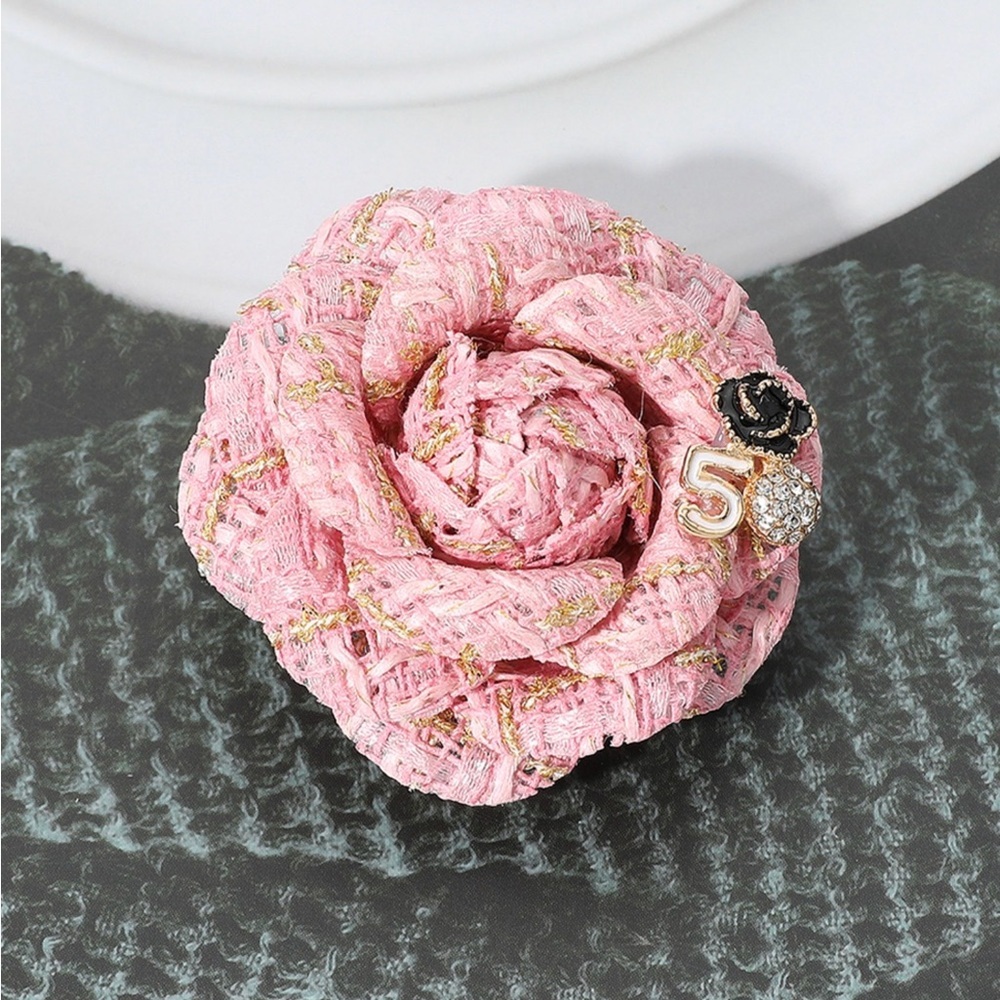 Flower #5 Tweed Flower Brooch & Hair Clip NWOT - Picture 2 of 3